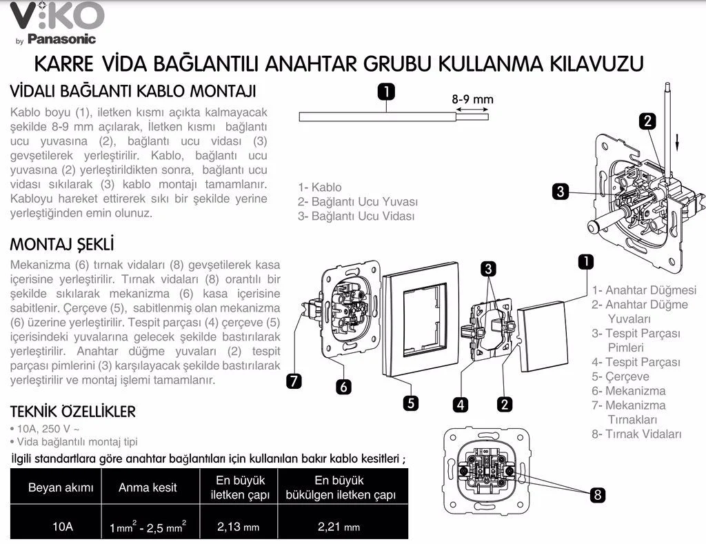 Viko Karre Tek Düğmeli Jaluzi Kumanda Anahtarı Beyaz Mekanizma + Kapak 90967072