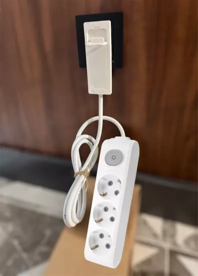 Gündüz Elektromarket Kaliteli Ultra İnce Fişli 3’lü Grup Priz 25 metre Anahtarlı Beyaz