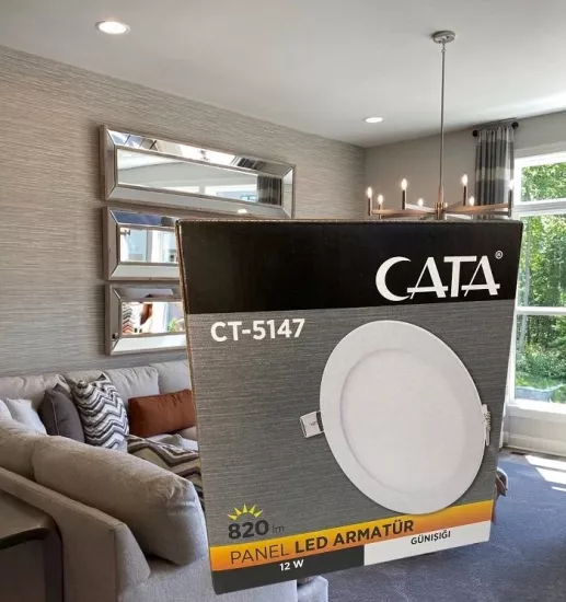Cata 12 Watt Panel Led CT-5147 Günışığı Alüminyum Kasa