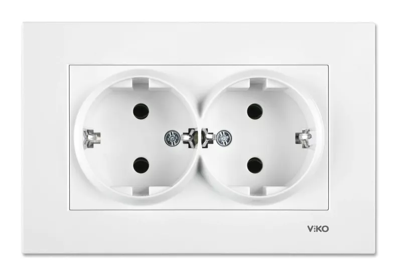 Viko Karre İkili Topraklı Priz Beyaz Mekanizma + Kapak + Çerçeve 90967056