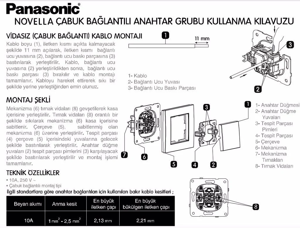 Viko Artline Novella Tekli Anahtar Mekanizma + Kapak 92615001 Kiraz